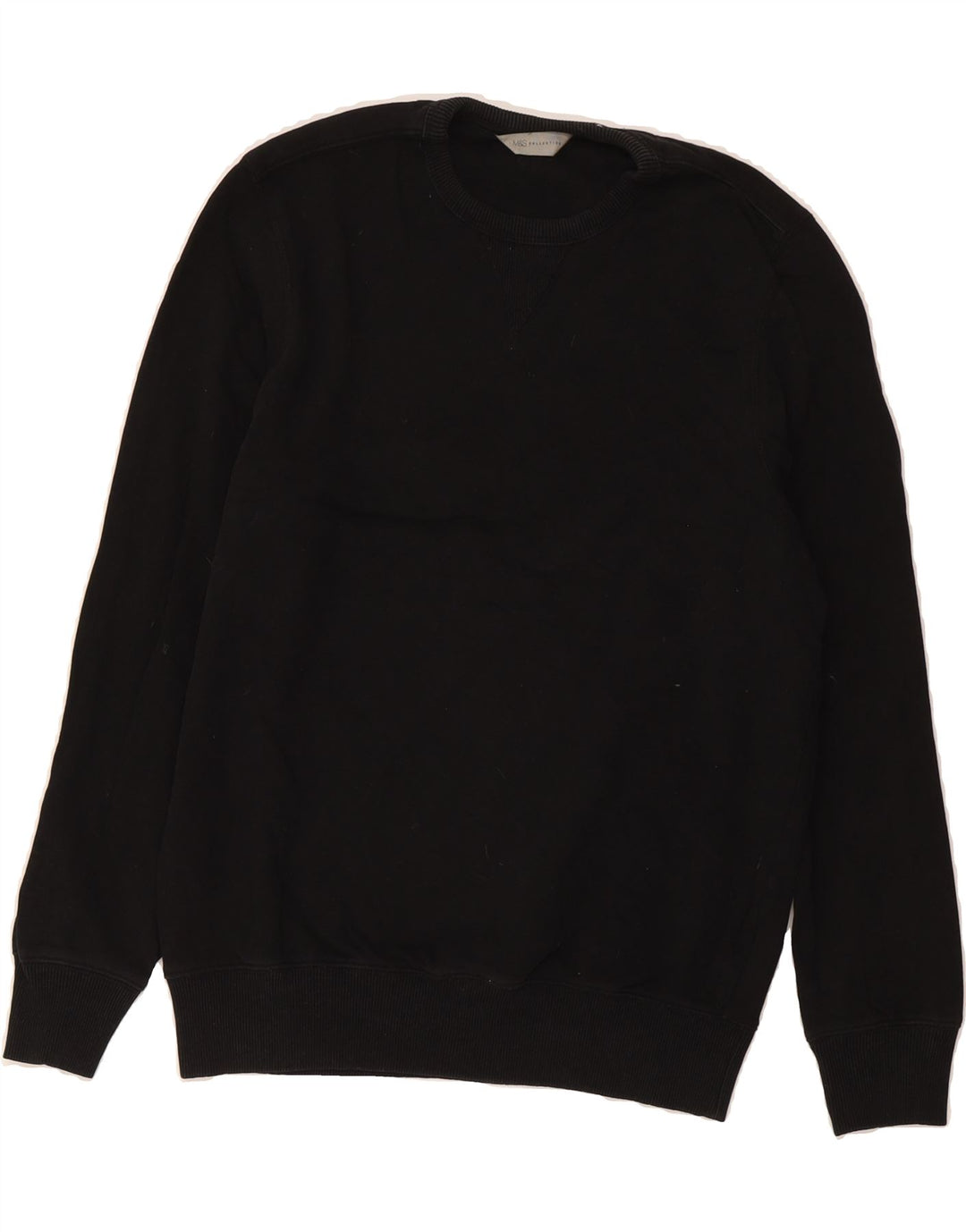 MARKS & SPENCER Mens Sweatshirt Jumper Medium Black Cotton Vintage Marks & Spencer and Second-Hand Marks & Spencer from Messina Hembry 