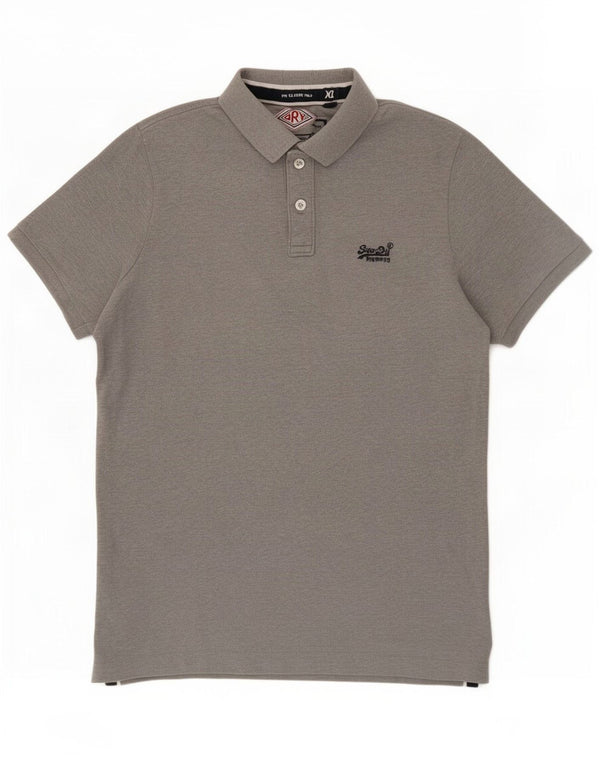 Superdry Mens Polo Shirt XL Grey Cotton