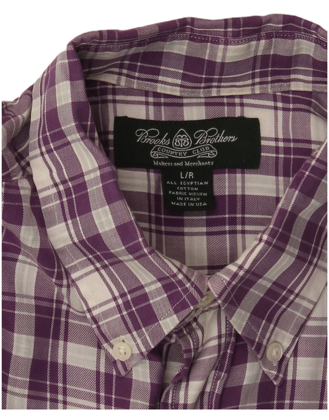 BROOKS BROTHERS Mens Flannel Shirt Large Purple Check Cotton