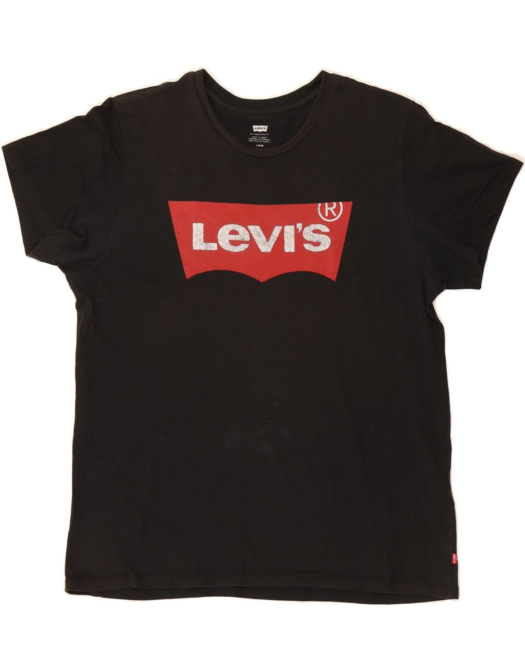 LEVI'S Mens Graphic T-Shirt Top Large Black Cotton Vintage Levi's and Second-Hand Levi's from Messina Hembry 