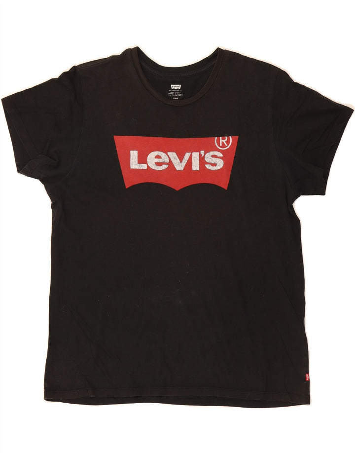 LEVI'S Mens Graphic T-Shirt Top Large Black Cotton Vintage Levi's and Second-Hand Levi's from Messina Hembry 