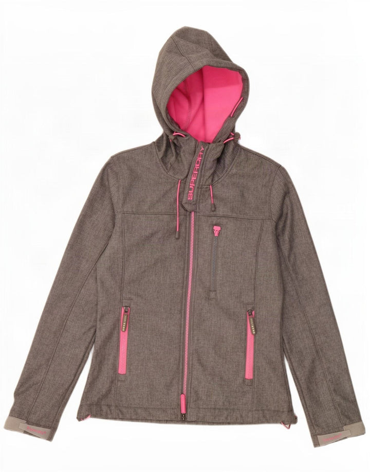 Superdry Womens Windtrekker Graphic Windbreaker Jacket UK 10 Small Grey