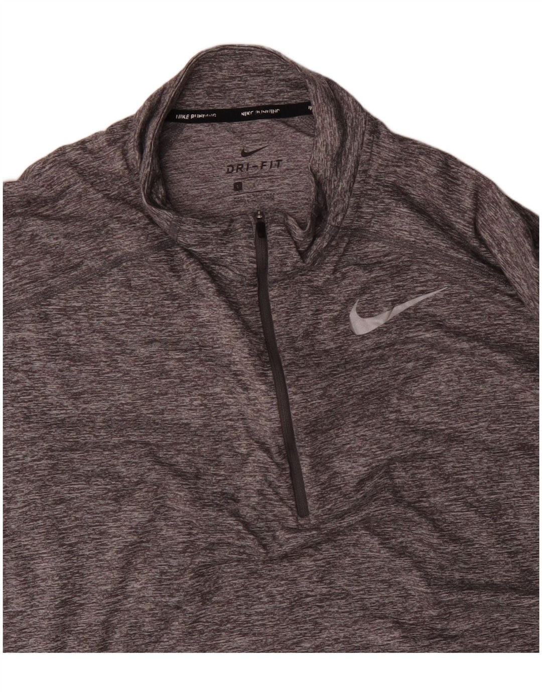 NIKE Mens Dri Fit Zip Neck Pullover Tracksuit Top Large Grey Flecked