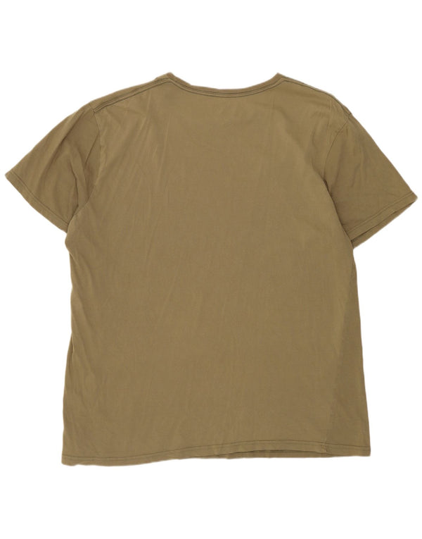 QUIKSILVER Mens Graphic T-Shirt Top 2XL Khaki Cotton