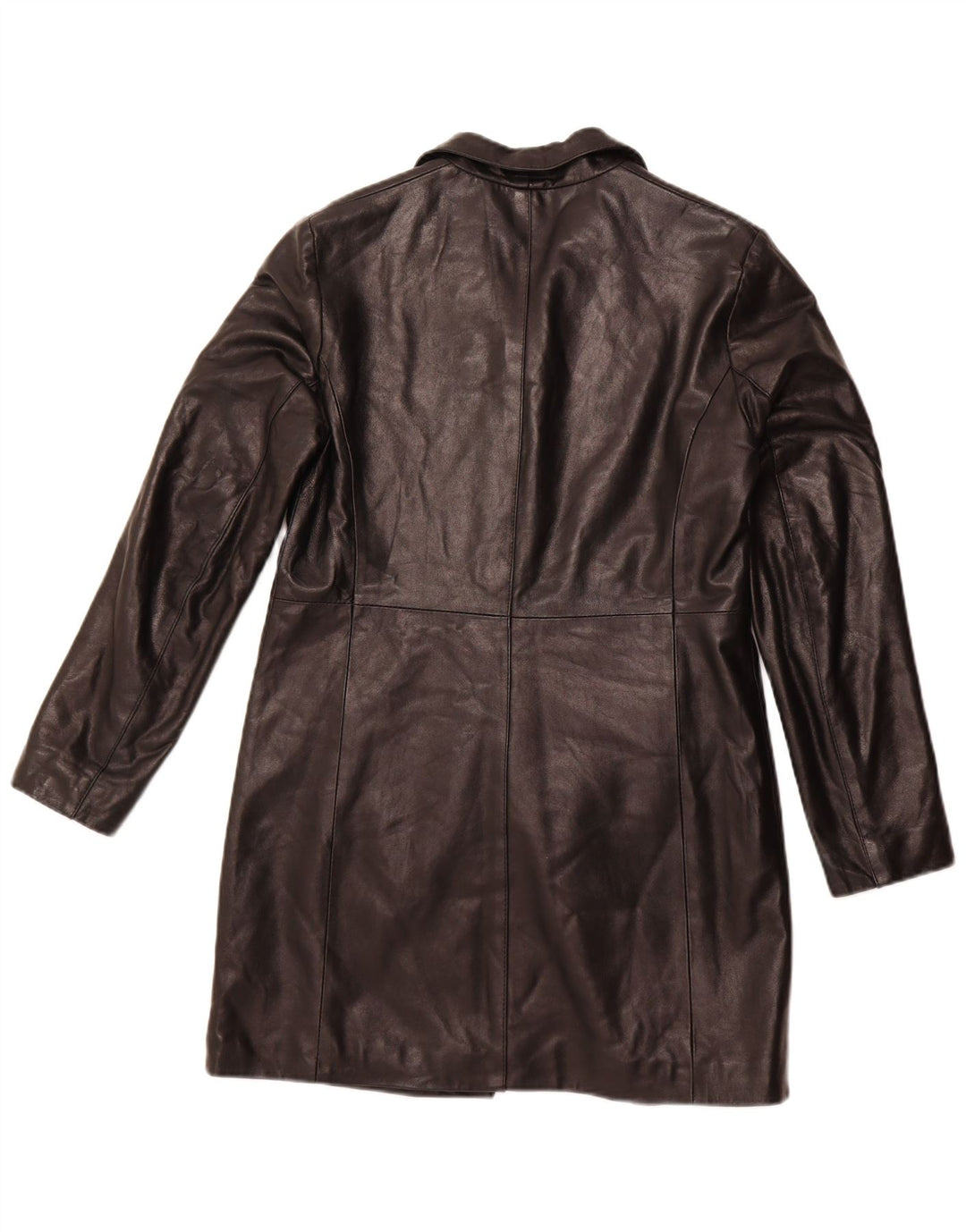 VINTAGE Womens Leather Coat IT 46 Large Black Leather