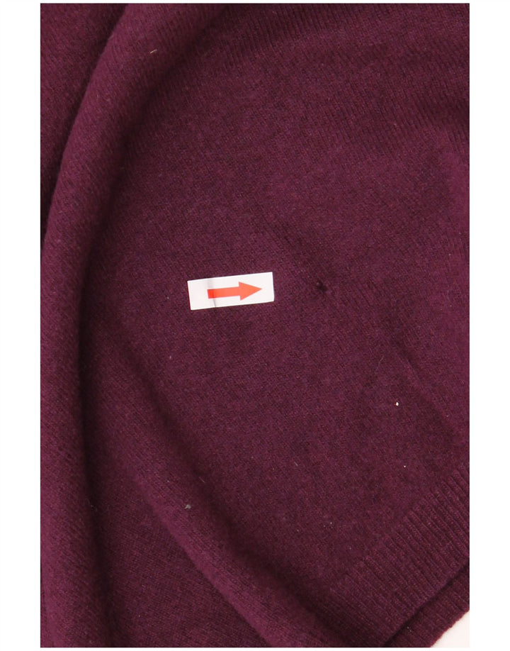 Benetton Womens Crew Neck Jumper Sweater UK 14 Medium Burgundy Wool