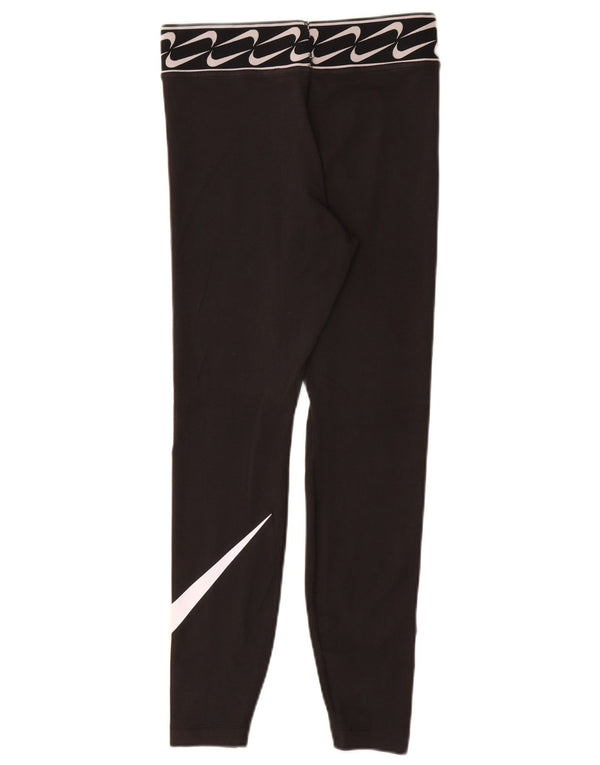 NIKE Womens Graphic Leggings UK 10 Small  Black Cotton