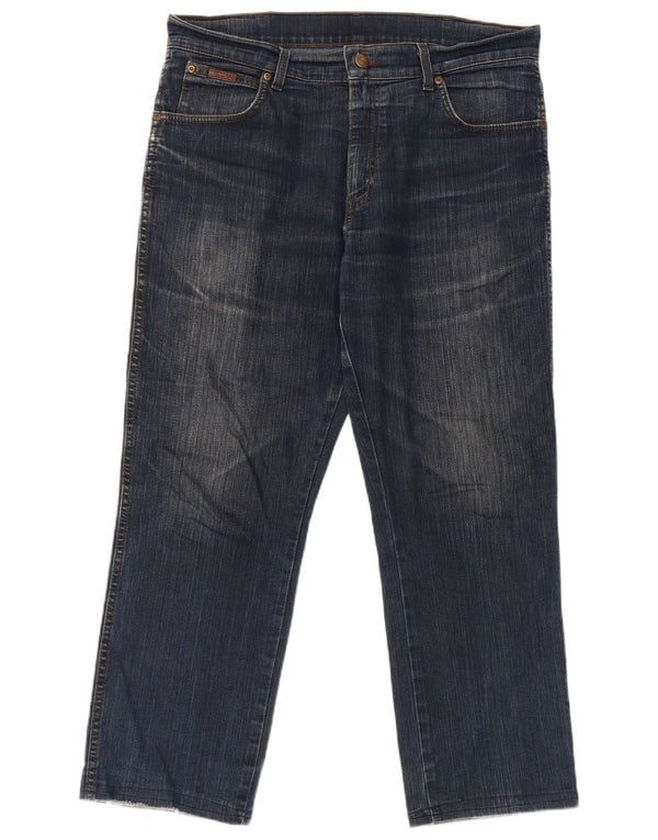 Wrangler Womens Texas Stretch Straight Jeans W34 L27 Navy Blue Cotton