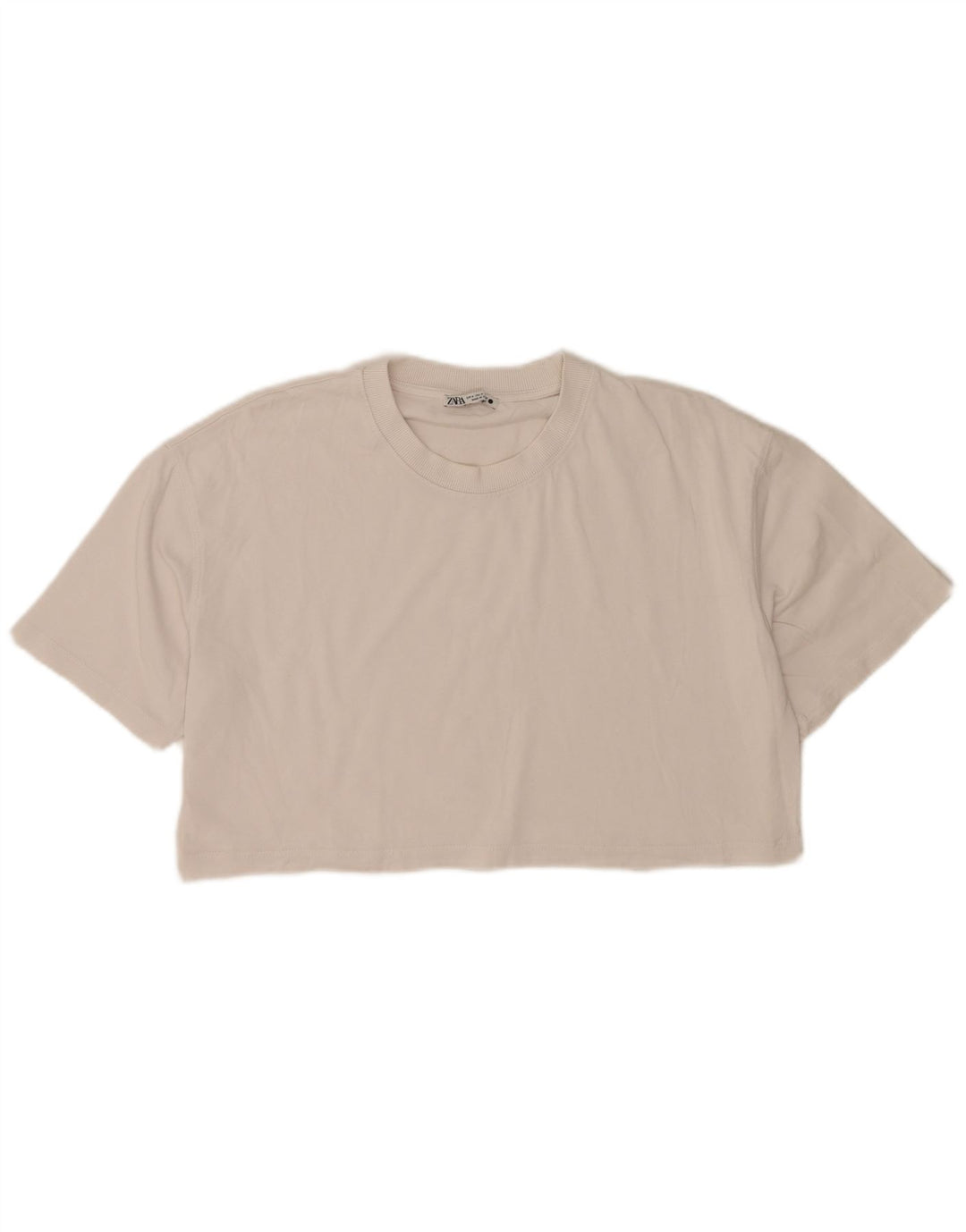 Zara Womens Crop Oversized T-Shirt Top UK 14 Medium White