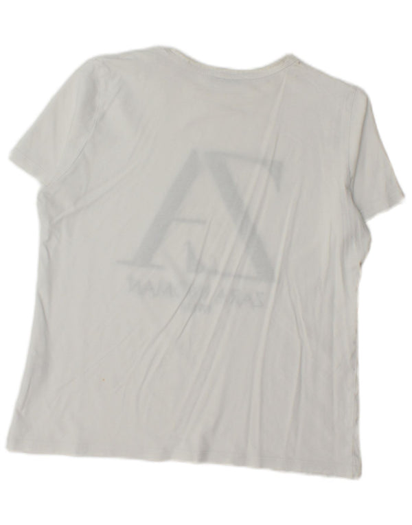 Zara Womens Graphic T-Shirt Top UK 14 Medium White Cotton