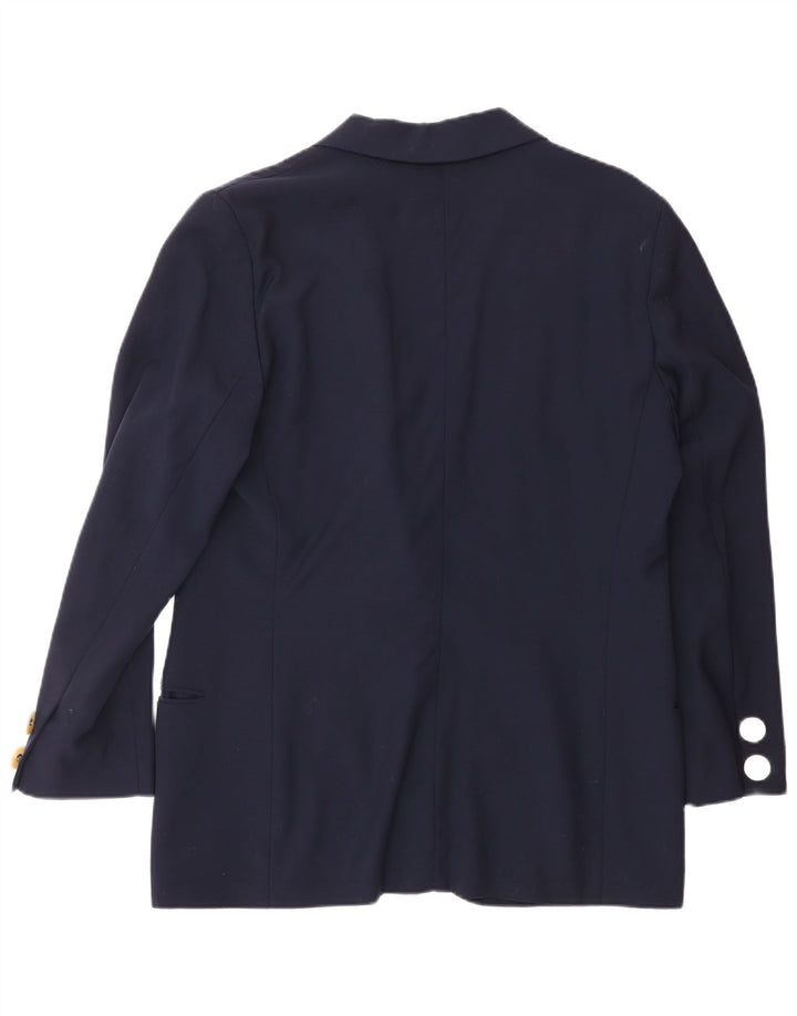 GENNY Womens 1 Button Blazer Jacket US 12 Large Navy Blue Wool
