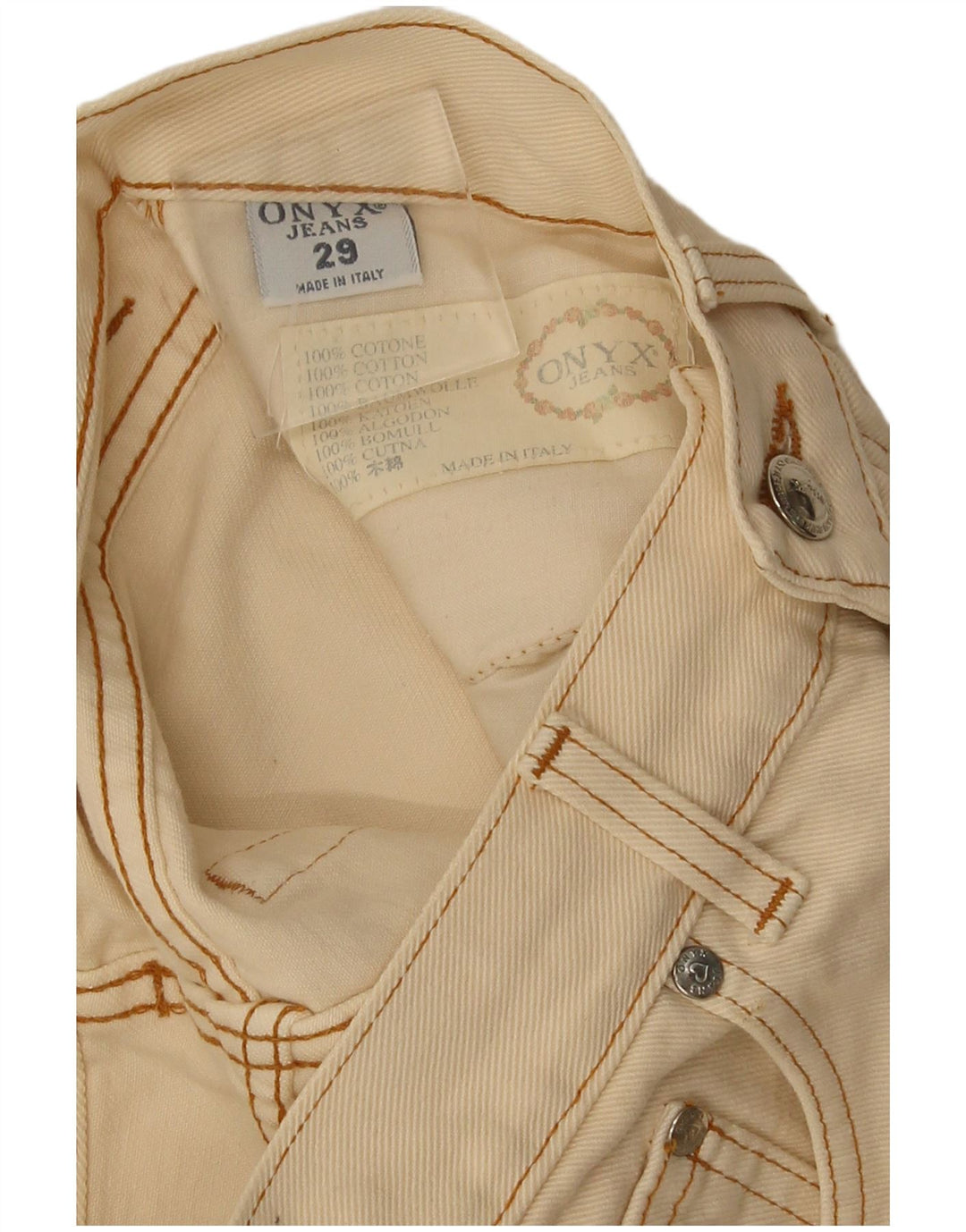 Onyx Womens Slim Jeans W29 L29 Beige Cotton