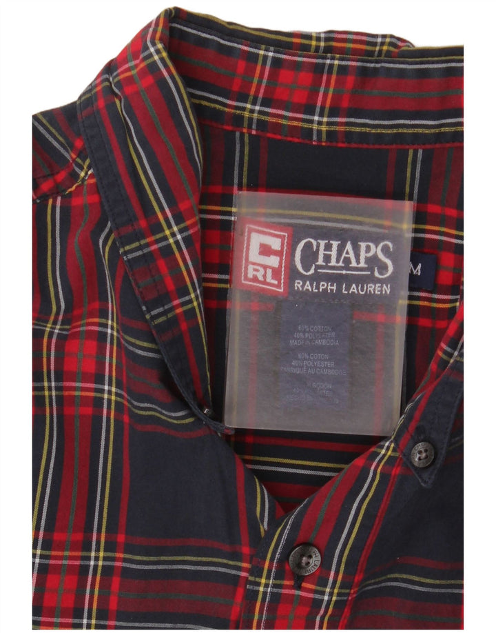 Chaps Ralph Lauren Mens Shirt Medium Navy Blue Check Cotton
