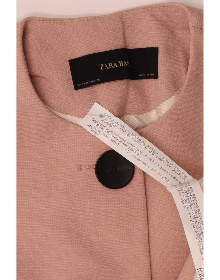 Zara Womens Crop 2 Button Blazer Jacket UK 10 Small Pink Polyester