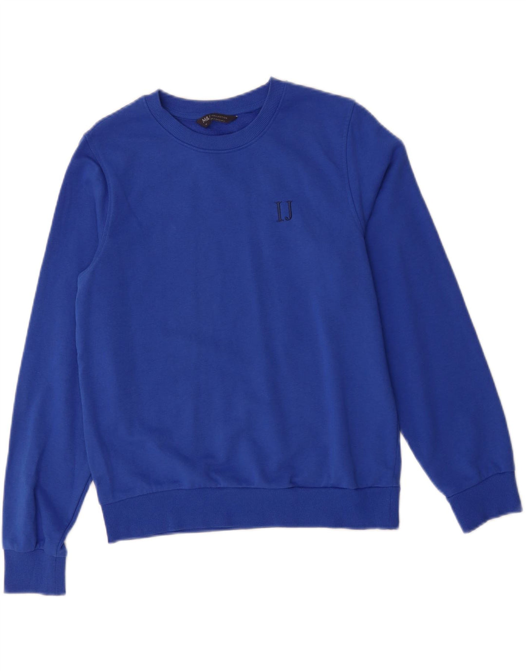 MARKS & SPENCER Womens Sweatshirt Jumper UK 10 Small Blue Cotton Vintage Marks & Spencer and Second-Hand Marks & Spencer from Messina Hembry 