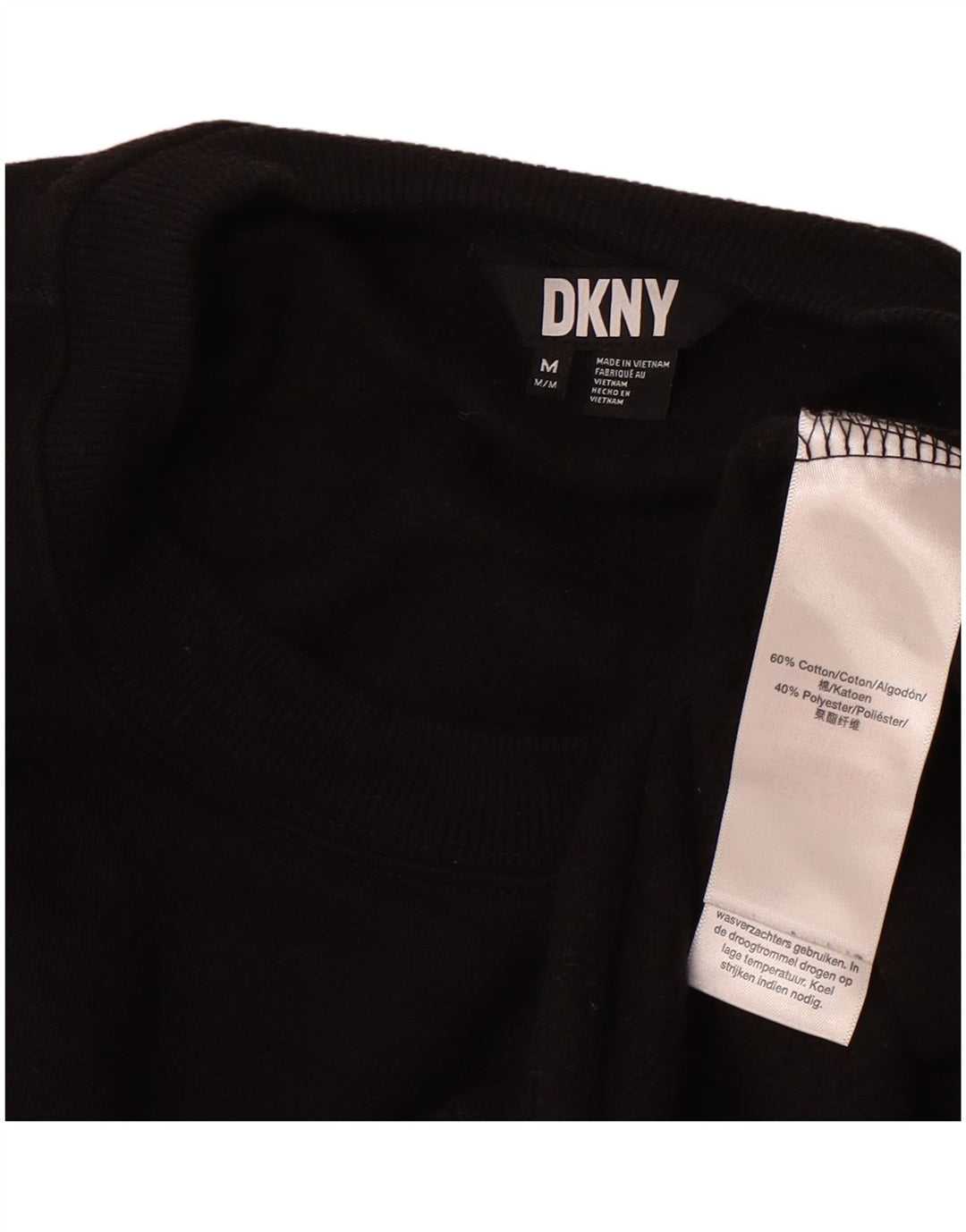 DKNY Womens Oversized Graphic Sweatshirt Jumper UK 14 Medium Black Cotton