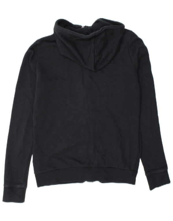 Puma Womens Graphic Zip Hoodie Sweater UK 6 XS Navy Blue Colourblock