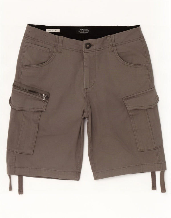 Jack & Jones Mens Comfort Fit Cargo Shorts Small W29 Grey Cotton