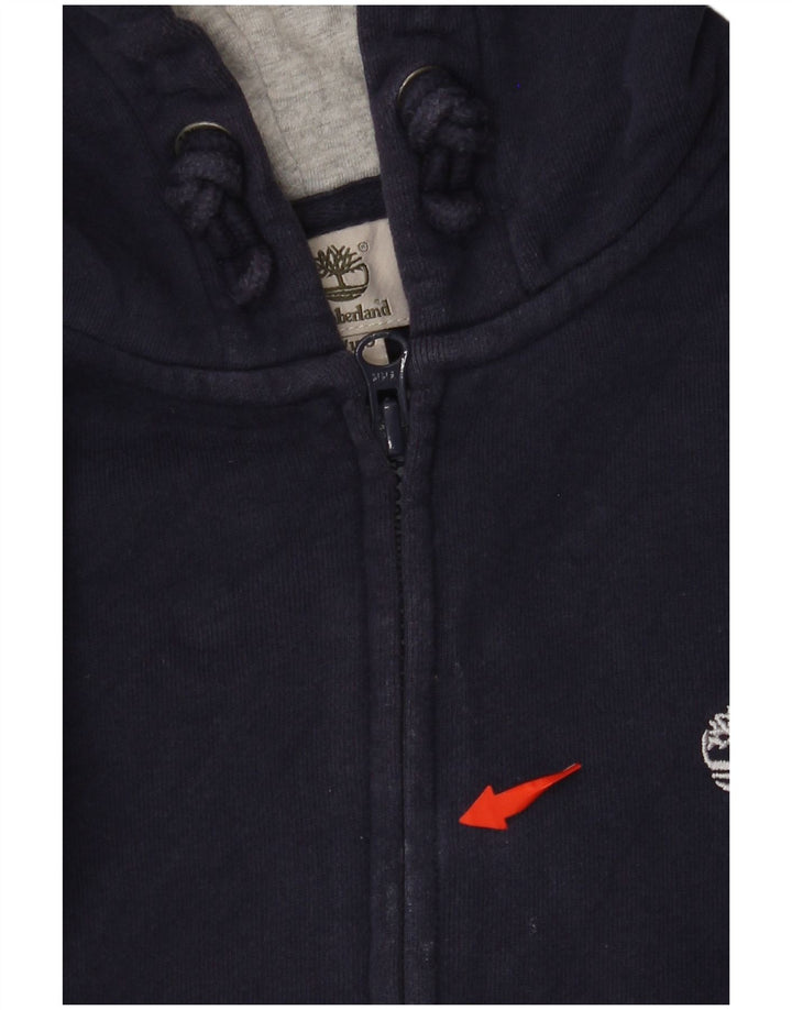 TIMBERLAND Boys Zip Hoodie Sweater 11-12 Years XS Navy Blue Cotton