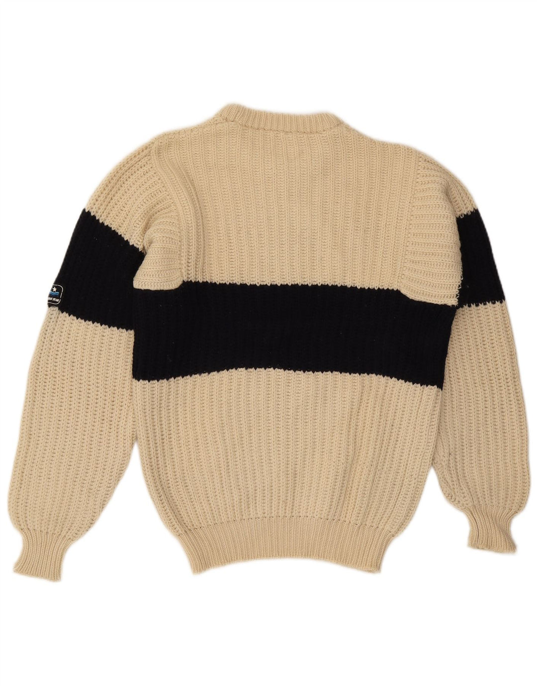 Ocean Star Mens Crew Neck Jumper Sweater IT 48 Medium Beige Colourblock
