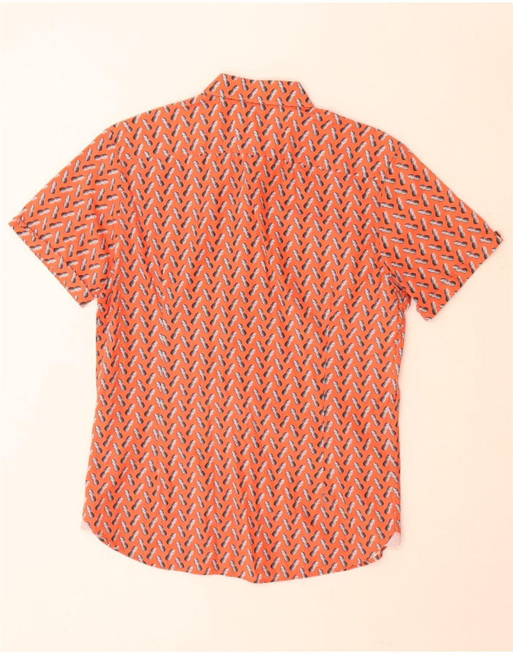 Ted Baker Mens Abstract Pattern Short Sleeve Shirt Size 3 Medium Orange
