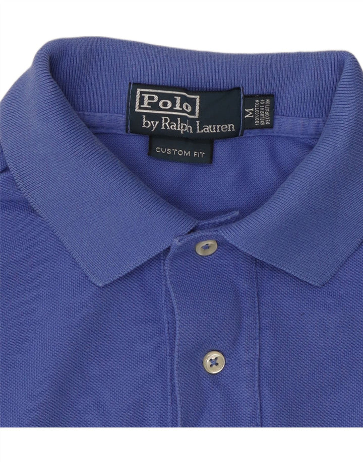 POLO RALPH LAUREN Mens Graphic Custom Fit Polo Shirt Medium Blue Cotton