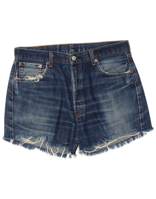 LEVI'S Womens 501 Distressed Denim Shorts W36 XL Blue Cotton