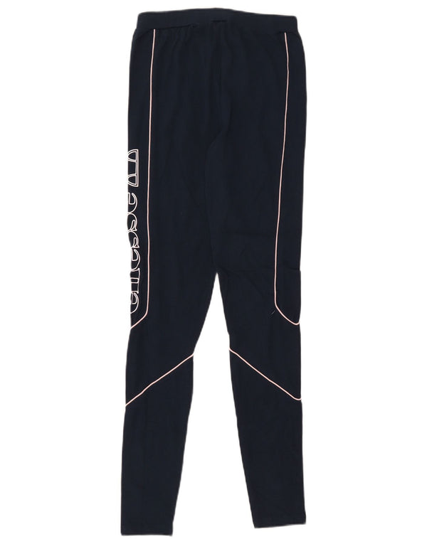 Ellesse Womens Graphic Leggings UK 8 Small Navy Blue Cotton