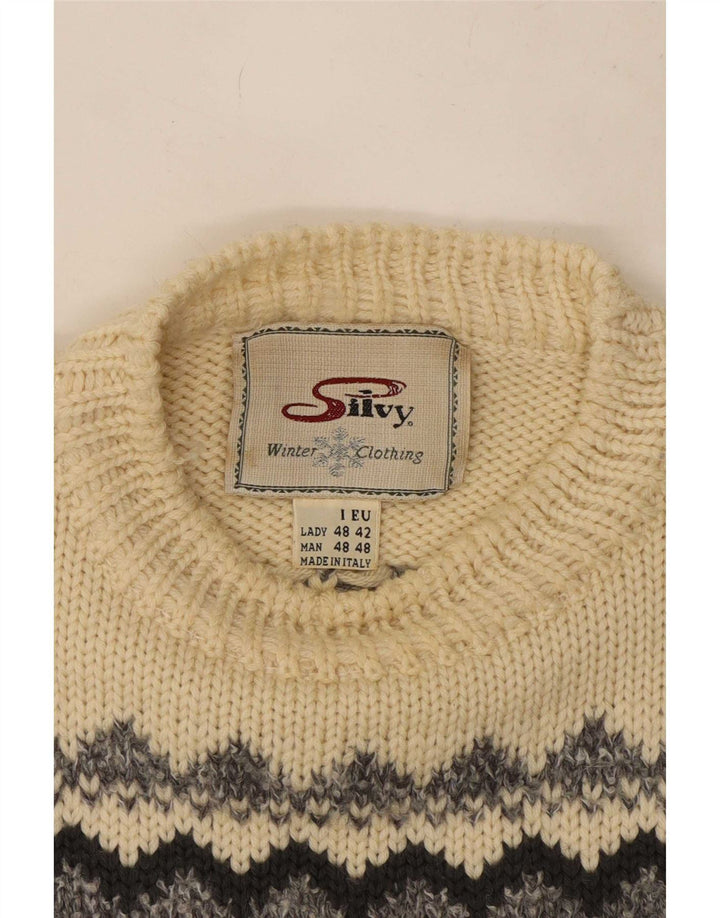 Silvy Mens Crew Neck Jumper Sweater IT 48 Medium Multicoloured Fair Isle