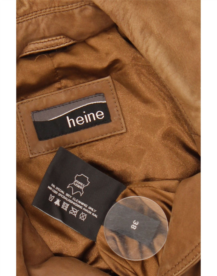 HEINE Womens Leather Coat IT 38 XS Brown Leather