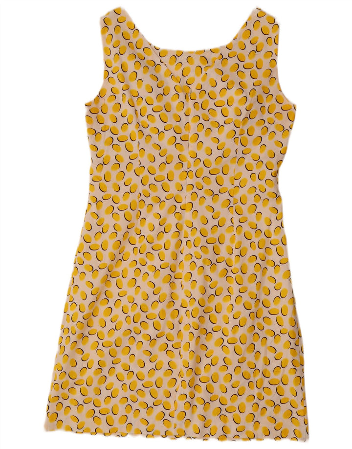 VINTAGE Womens Sleeveless Sheath Dress UK 20 2XL Yellow Spotted Cotton