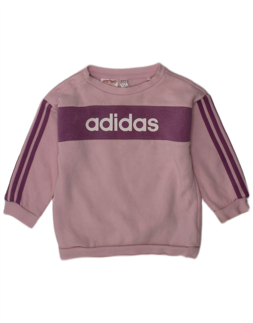 ADIDAS Baby Girls Graphic Sweatshirt Jumper 9-12 Months Pink Colourblock