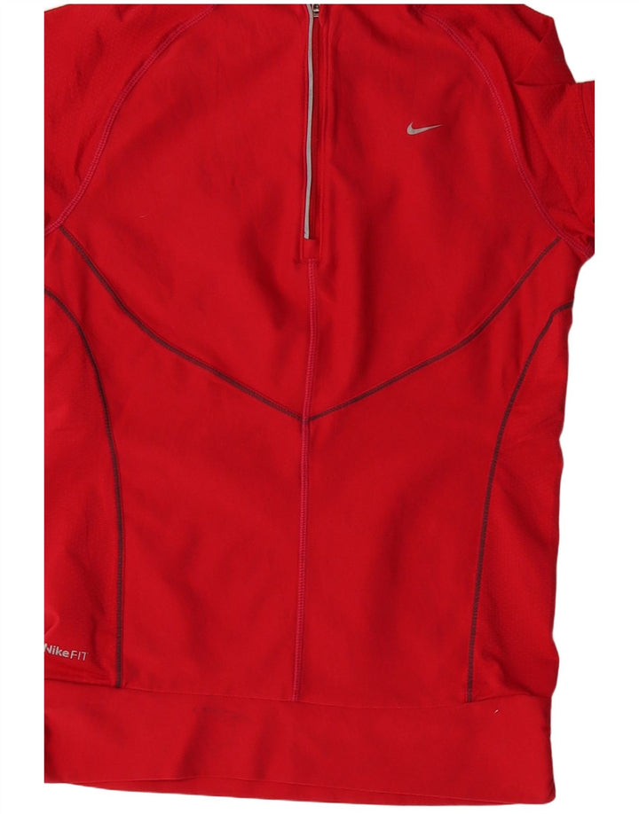 Nike Womens Fit Dry Short Sleeve Pullover Tracksuit Top UK 4/6 Small Red