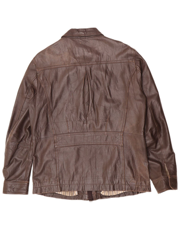 In Extenso Mens Leather Jacket UK 40 Large Brown