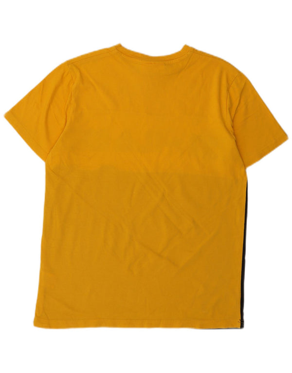 Fila Mens Graphic T-Shirt Top Small Yellow Colourblock Cotton