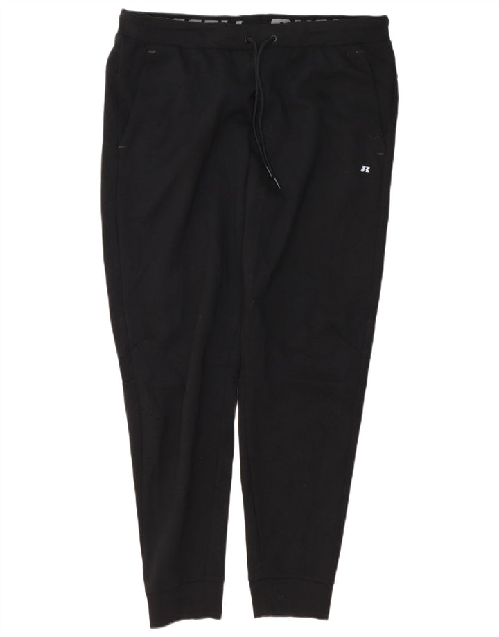 RUSSELL ATHLETIC Mens Tracksuit Trousers Joggers Large Black Polyester