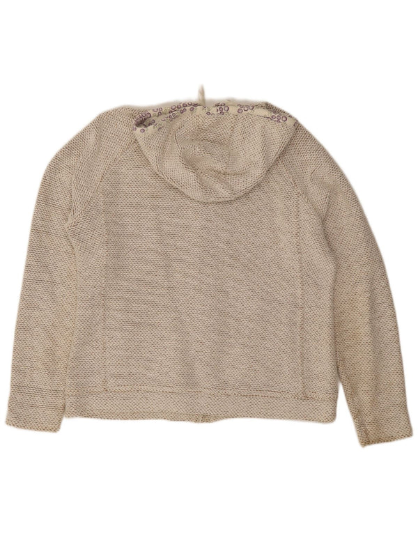 Weird Fish Womens Zip Hoodie Sweater UK 14 Large Beige Cotton