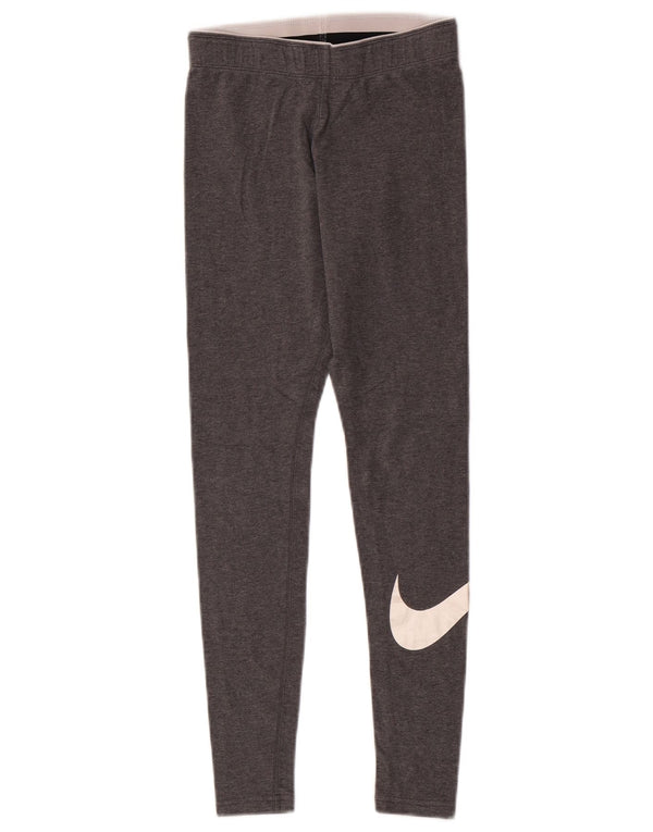 Nike Womens Graphic Leggings UK 4 XS Grey Cotton