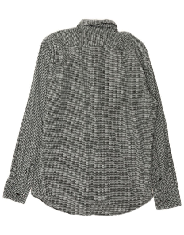 Hugo Boss Mens Regular Fit Shirt Size 40 15 3/4 Medium Green Geometric