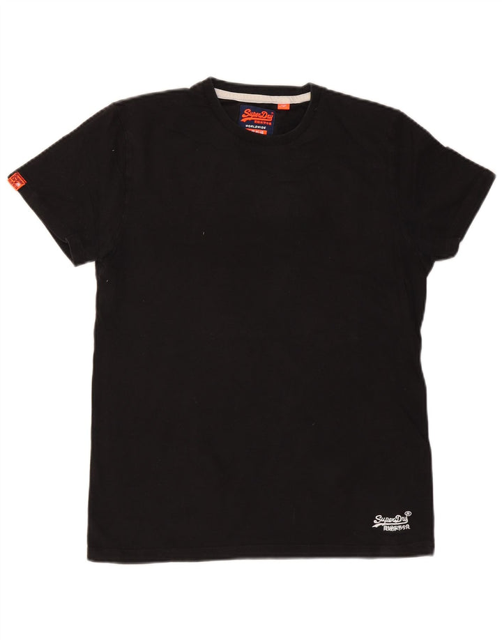 SUPERDRY Mens T-Shirt Top Medium Black Cotton