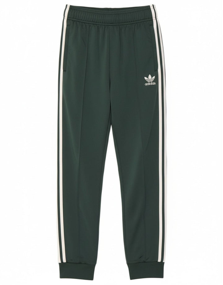 Adidas Boys Tracksuit Trousers Joggers 12-13 Years  Green Polyester