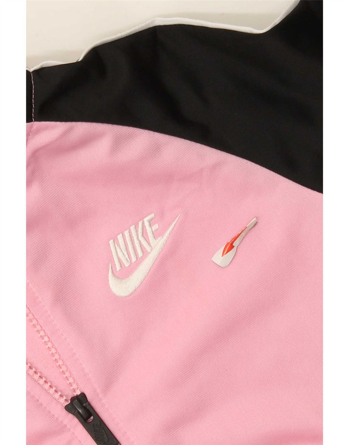 Nike Girls Tracksuit Top Jacket 5-6 Years Medium Pink Colourblock Polyester