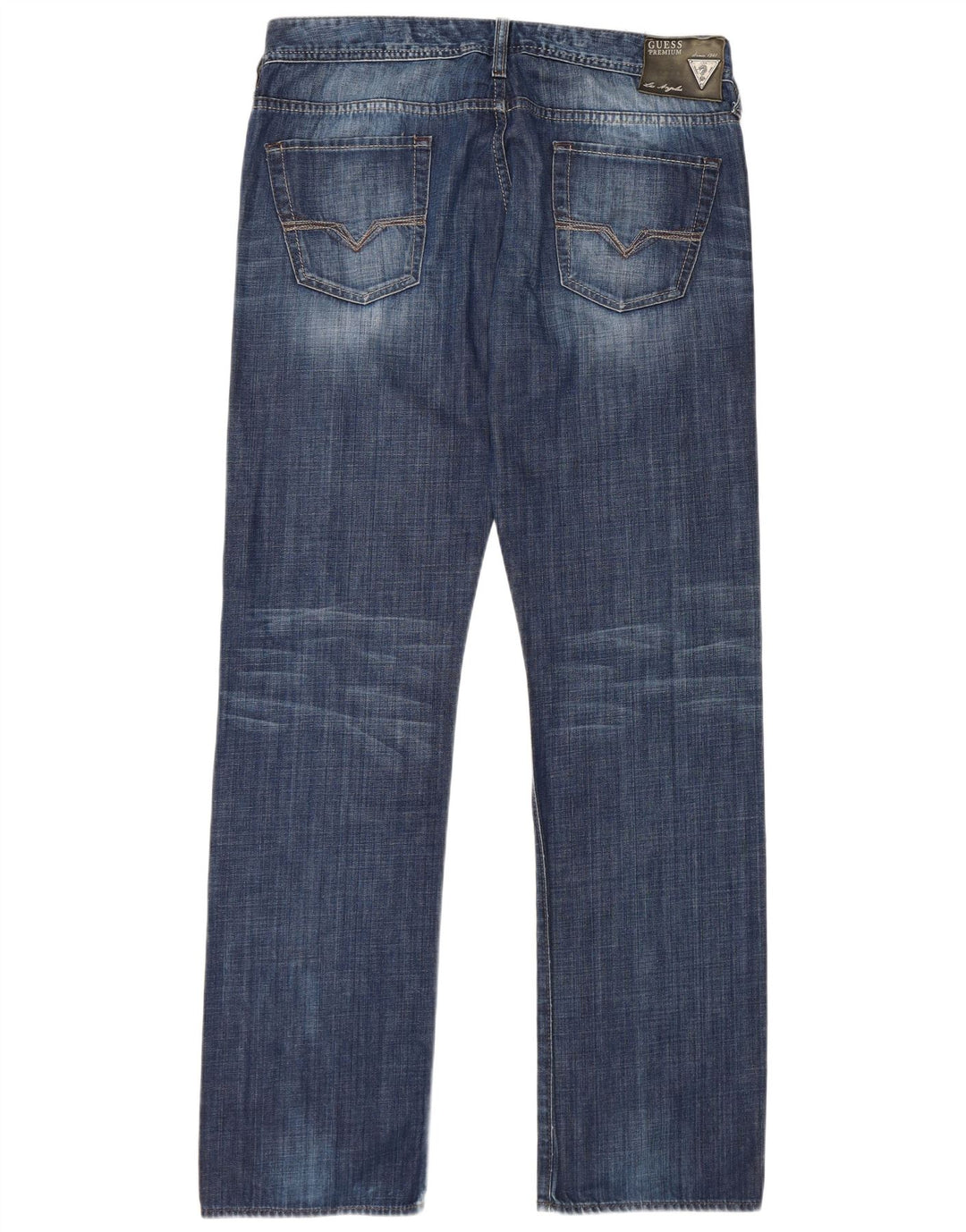 Guess Mens Straight Jeans W34 L34 Blue Cotton