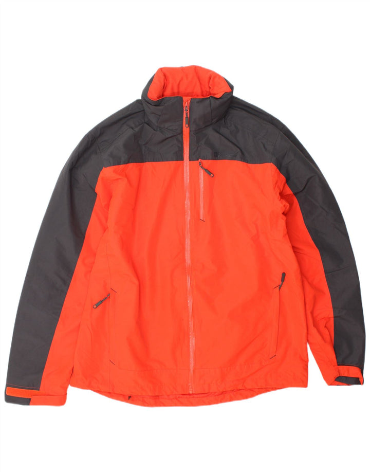 MOUNTAIN WAREHOUSE Mens Hooded Rain Jacket UK 40 Large Orange Colourblock