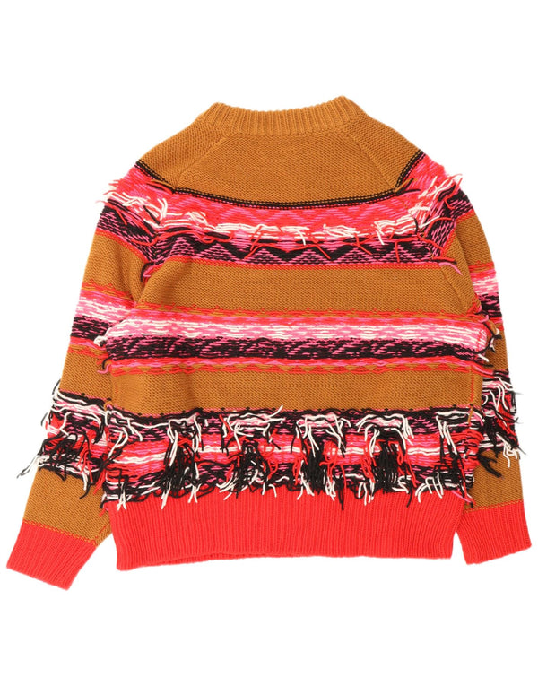 Essentiel Womens Crew Neck Jumper Sweater UK 14 Medium Brown Striped