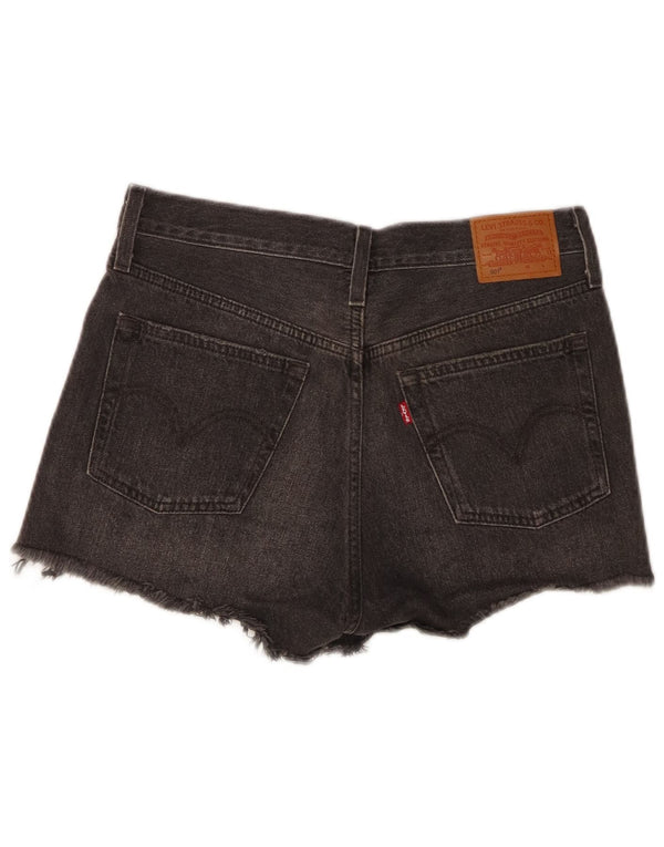 LEVI'S Womens 501 High Waist Denim Shorts W27 Small Grey Cotton