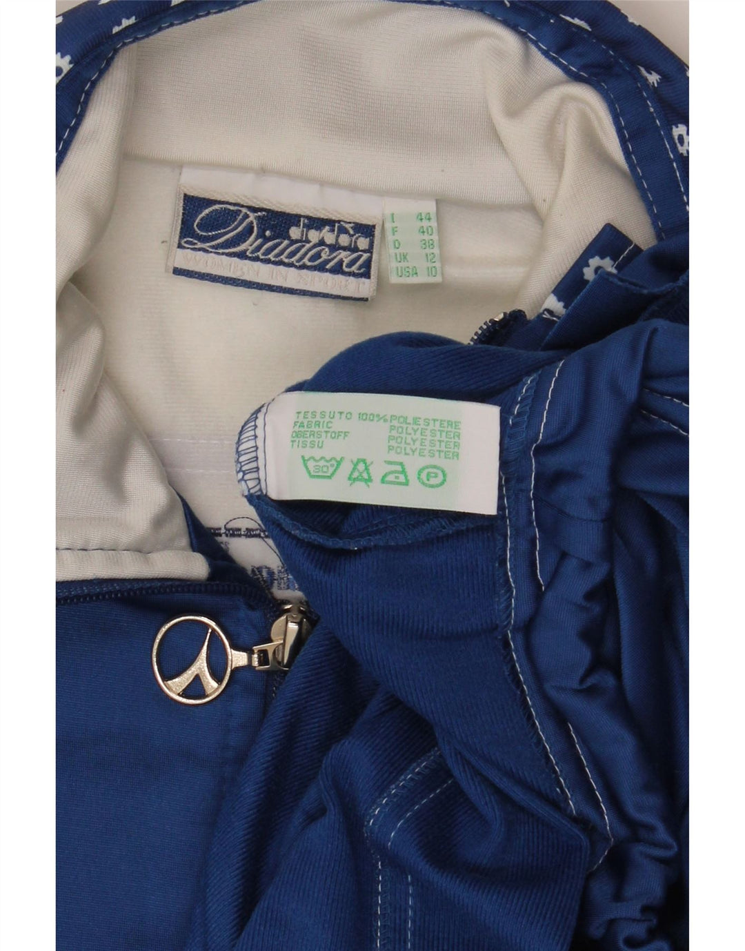 DIADORA Womens Oversized Tracksuit Top Jacket UK 12 Medium Blue Floral