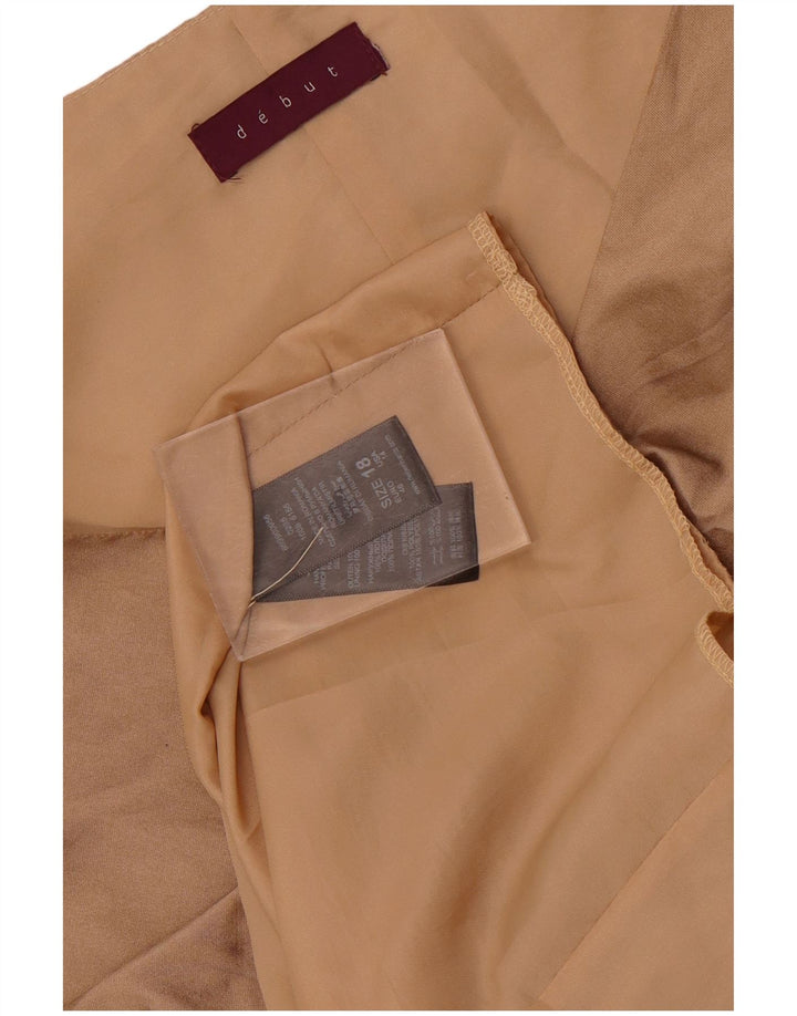 Debut Womens Sleeveless Ruffle Front Sheath Dress UK 18 XL Brown Polyester