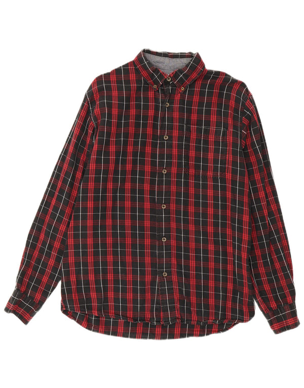 Wrangler Mens Flannel Shirt Medium Red Check Cotton