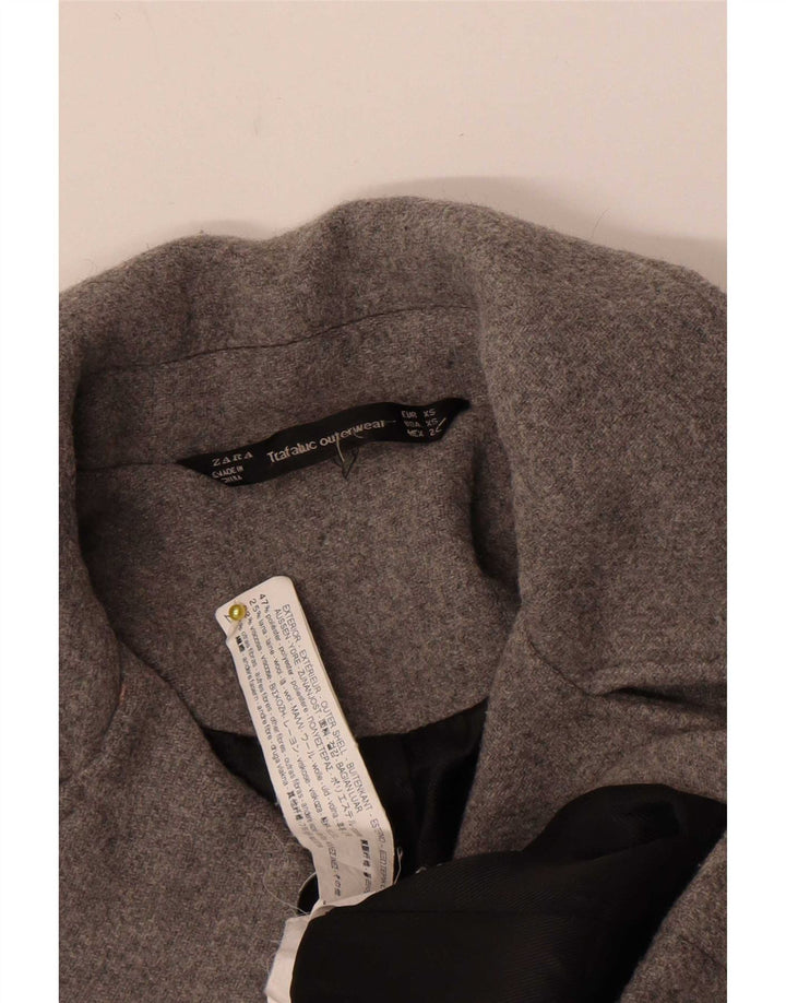 Zara Womens Trafaluc Pea Coat UK 6 XS Grey Polyester